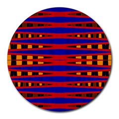 Bright Blue Red Yellow Mod Abstract Round Mousepads