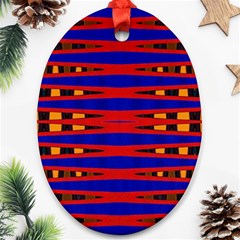 Bright Blue Red Yellow Mod Abstract Ornament (Oval) 