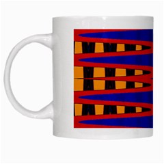 Bright Blue Red Yellow Mod Abstract White Mugs