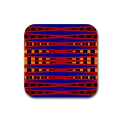 Bright Blue Red Yellow Mod Abstract Rubber Square Coaster (4 Pack)  by BrightVibesDesign