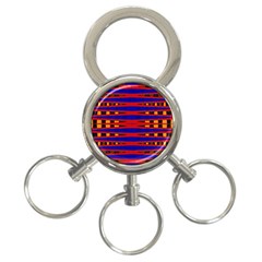 Bright Blue Red Yellow Mod Abstract 3-Ring Key Chains