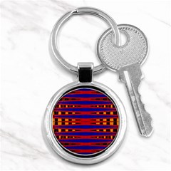 Bright Blue Red Yellow Mod Abstract Key Chains (Round) 