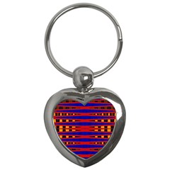 Bright Blue Red Yellow Mod Abstract Key Chains (Heart) 