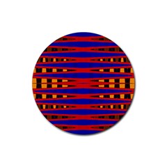 Bright Blue Red Yellow Mod Abstract Rubber Coaster (round)  by BrightVibesDesign