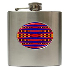 Bright Blue Red Yellow Mod Abstract Hip Flask (6 oz)