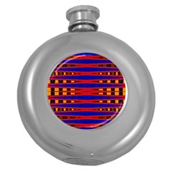 Bright Blue Red Yellow Mod Abstract Round Hip Flask (5 oz)