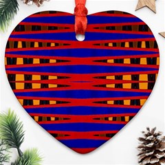 Bright Blue Red Yellow Mod Abstract Heart Ornament (2 Sides)