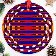 Bright Blue Red Yellow Mod Abstract Round Filigree Ornament (2Side)