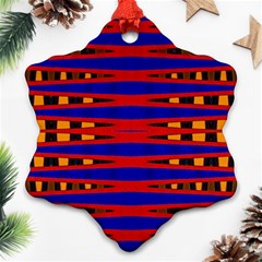 Bright Blue Red Yellow Mod Abstract Snowflake Ornament (2-side)