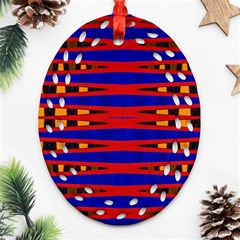 Bright Blue Red Yellow Mod Abstract Ornament (oval Filigree) 