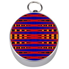 Bright Blue Red Yellow Mod Abstract Silver Compasses