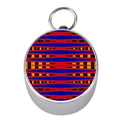 Bright Blue Red Yellow Mod Abstract Mini Silver Compasses