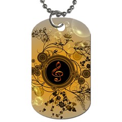 Decorative Clef On A Round Button With Flowers And Bubbles Dog Tag (one Side) by FantasyWorld7