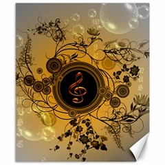 Decorative Clef On A Round Button With Flowers And Bubbles Canvas 8  X 10  by FantasyWorld7