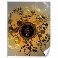 Decorative Clef On A Round Button With Flowers And Bubbles Canvas 18  X 24   by FantasyWorld7