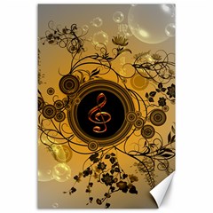 Decorative Clef On A Round Button With Flowers And Bubbles Canvas 24  X 36  by FantasyWorld7