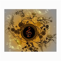 Decorative Clef On A Round Button With Flowers And Bubbles Small Glasses Cloth (2-side) by FantasyWorld7