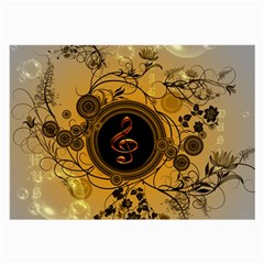 Decorative Clef On A Round Button With Flowers And Bubbles Large Glasses Cloth (2-side) by FantasyWorld7