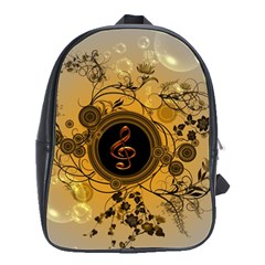 Decorative Clef On A Round Button With Flowers And Bubbles School Bags(large)  by FantasyWorld7