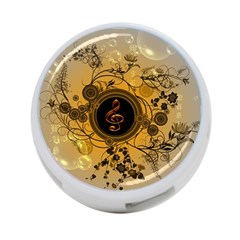 Decorative Clef On A Round Button With Flowers And Bubbles 4-port Usb Hub (two Sides)  by FantasyWorld7