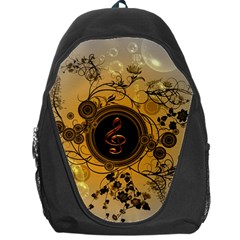 Decorative Clef On A Round Button With Flowers And Bubbles Backpack Bag by FantasyWorld7