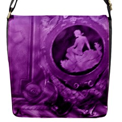 Vintage Purple Lady Cameo Flap Closure Messenger Bag (s) by BrightVibesDesign