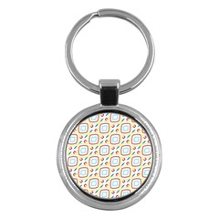 Squares Rhombus And Circles Pattern  			key Chain (round) by LalyLauraFLM