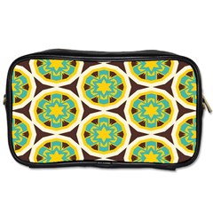 Blue Yellow Flowers Pattern Toiletries Bag (two Sides) by LalyLauraFLM