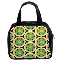 Blue Yellow Flowers Pattern Classic Handbag (two Sides) by LalyLauraFLM