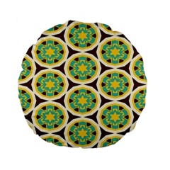 Blue Yellow Flowers Pattern 	standard 15  Premium Flano Round Cushion by LalyLauraFLM