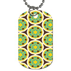 Blue Yellow Flowers Pattern 			dog Tag (one Side) by LalyLauraFLM