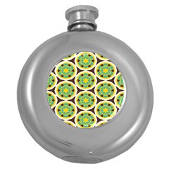 Blue Yellow Flowers Pattern 			hip Flask (5 Oz) by LalyLauraFLM