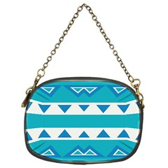 Blue Triangles And Stripes  	chain Purse (two Sides) by LalyLauraFLM