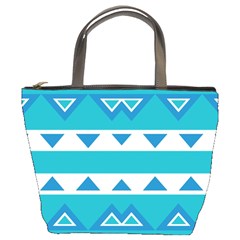 Blue Triangles And Stripes  	bucket Bag by LalyLauraFLM