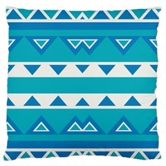 Blue Triangles And Stripes  	large Flano Cushion Case (two Sides) by LalyLauraFLM