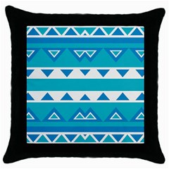 Blue Triangles And Stripes  			throw Pillow Case (black) by LalyLauraFLM