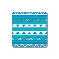 Blue Triangles And Stripes  			magnet (square) by LalyLauraFLM