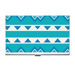 Blue Triangles And Stripes  			business Card Holder by LalyLauraFLM