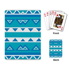 Blue Triangles And Stripes  			playing Cards Single Design by LalyLauraFLM