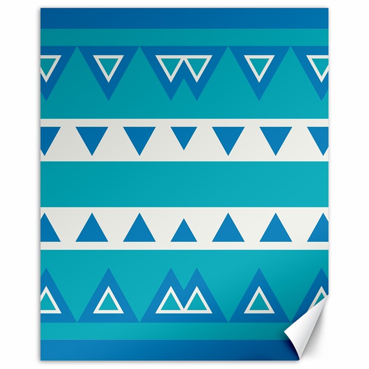 Blue triangles and stripes  			Canvas 16  x 20 