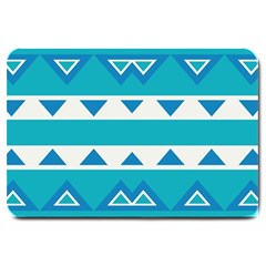 Blue Triangles And Stripes  			large Doormat by LalyLauraFLM