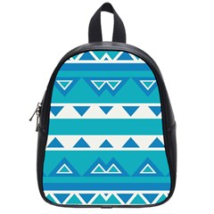 Blue Triangles And Stripes  			school Bag (small) by LalyLauraFLM