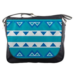 Blue Triangles And Stripes  			messenger Bag by LalyLauraFLM