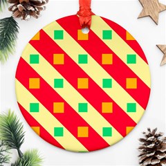 Squares And Stripes    			ornament (round) by LalyLauraFLM