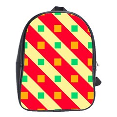 Squares And Stripes    			school Bag (large) by LalyLauraFLM