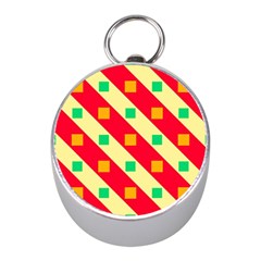 Squares And Stripes    			silver Compass (mini) by LalyLauraFLM