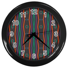 Wavy Chains Pattern     			wall Clock (black) by LalyLauraFLM