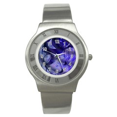 Blue Theater Drama Comedy Masks Stainless Steel Watch by BrightVibesDesign