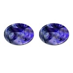 Blue Theater Drama Comedy Masks Cufflinks (Oval) Front(Pair)