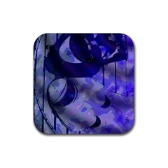 Blue Theater Drama Comedy Masks Rubber Coaster (square)  by BrightVibesDesign